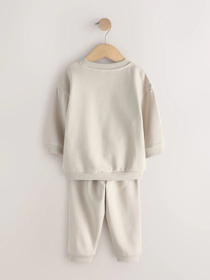 |Boy| Conjunto De 6 Peças De Moletom Em Tons Neutros (blusa e calça jogger) – tamanhos de 3 meses a 7 anos