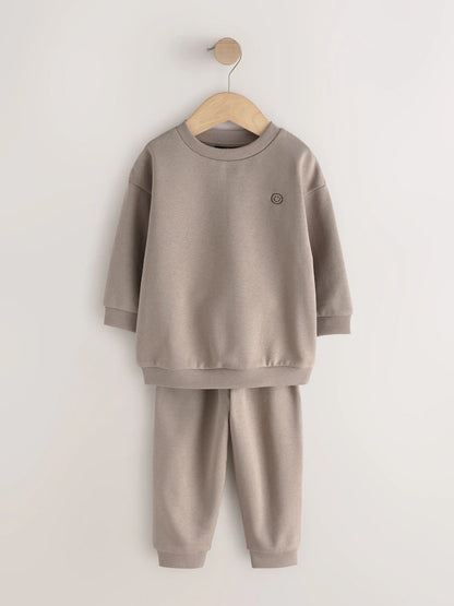 |Boy| Conjunto De 6 Peças De Moletom Em Tons Neutros (blusa e calça jogger) – tamanhos de 3 meses a 7 anos