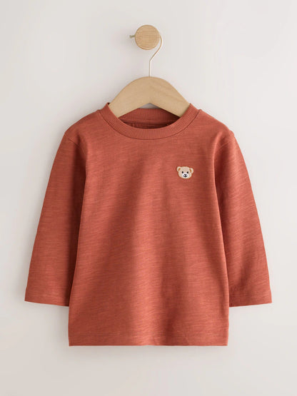 |Boy| Kit com 5 Camisetas De Manga Longa Com Ursinhos Bordados (3 meses a 7 anos)