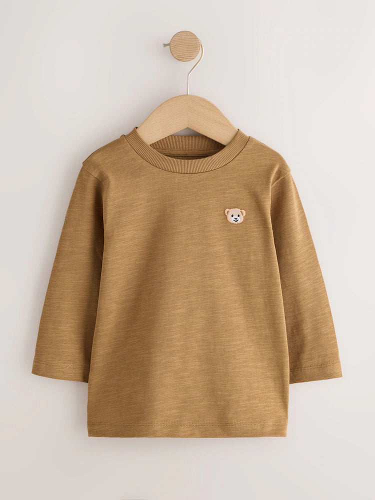 |Boy| Kit com 5 Camisetas De Manga Longa Com Ursinhos Bordados (3 meses a 7 anos)