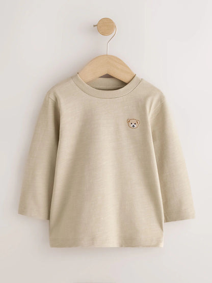 |Boy| Kit com 5 Camisetas De Manga Longa Com Ursinhos Bordados (3 meses a 7 anos)
