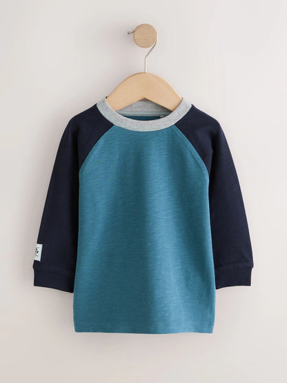 |Boy| Kit com 3 Camisetas Raglan de Manga Longa (Azul-marinho e Estampadas) – (3 meses a 7 anos)
