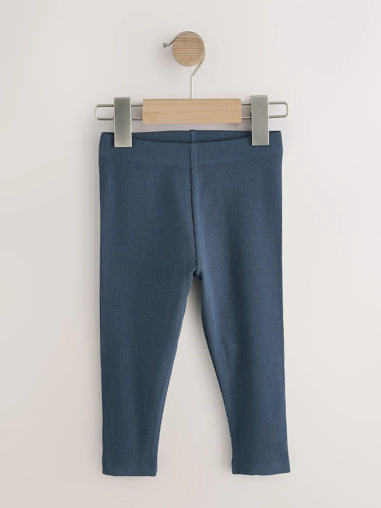 |Girl| Kit com 5 Leggings Caneladas Azul/Verde (3 meses a 7 anos)