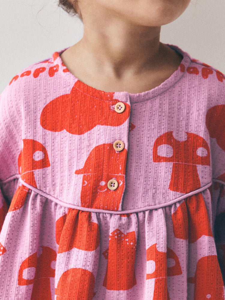 |Girl| Vestido Roxo de Manga Bufante Longa (3 meses a 7 anos)