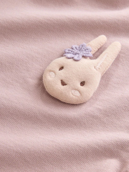 |Girl| Conjunto De Blusa De Manga Curta Rosa Com Detalhe Acolchoado De Coelhinho e Saia De Tule (3 meses a 7 anos)