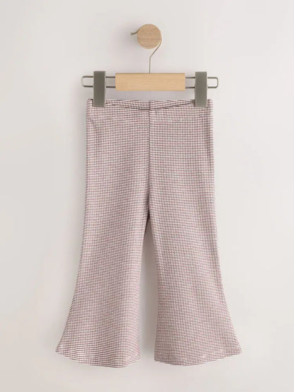 |Girl| Kit com 5 Leggings Caneladas Flare em Tons Neutros (3 meses a 7 anos)