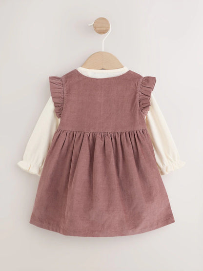 |BabyGirl| Conjunto De 3 Peças: Body Jardineira Floral Marrom-Chocolate e Meia-Calça (0 meses a 2 anos)