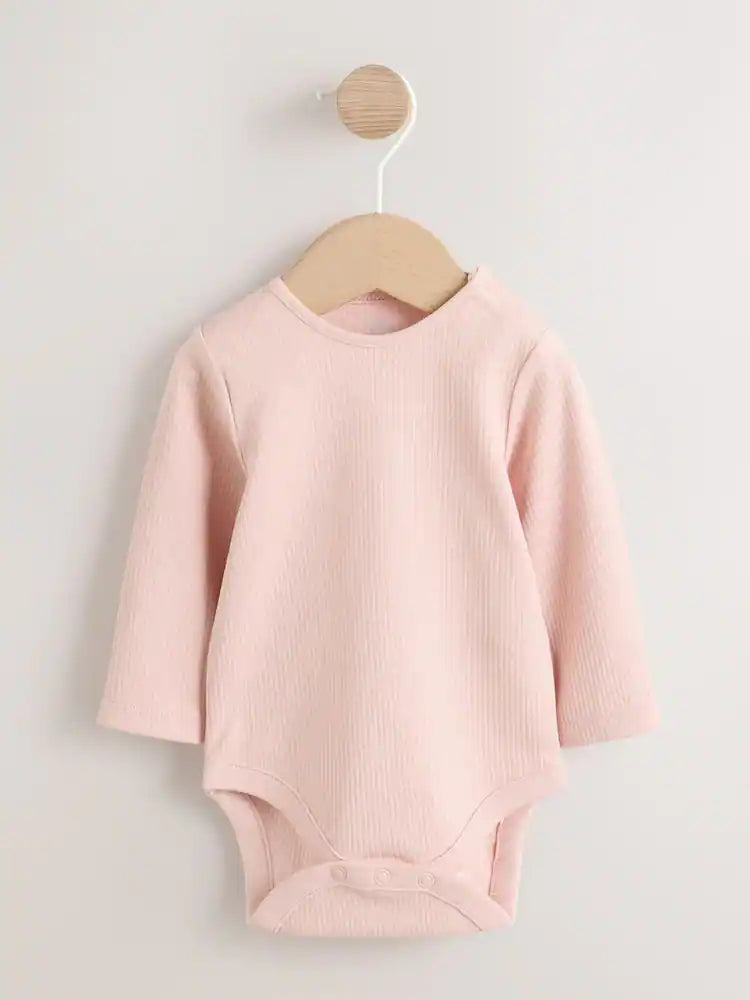 |BabyGirl| Conjunto De 3 Peças: Vestido Jardineira Jeans Com Estampa De Bolinhas, Body De manga longa e meia-calça (0 meses a 2 anos)