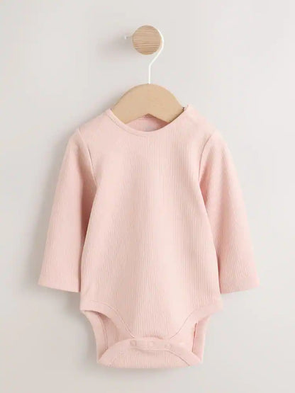 |BabyGirl| Conjunto De 3 Peças: Vestido Jardineira Jeans Com Estampa De Bolinhas, Body De manga longa e meia-calça (0 meses a 2 anos)