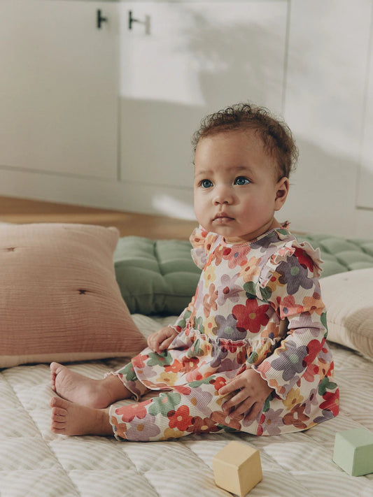 |BabyGirl| Conjunto De Bebê: Blusa Peplum Floral Branca e Legging (0 meses a 2 anos)