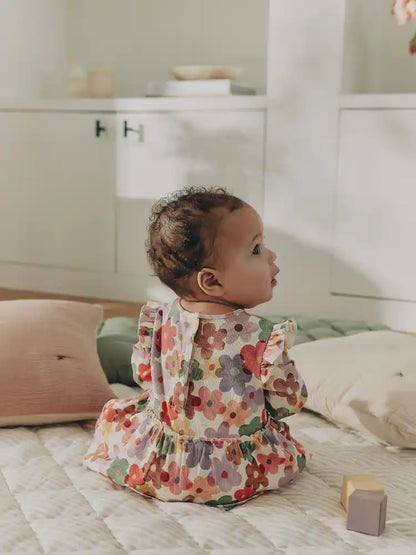 |BabyGirl| Conjunto De Bebê: Blusa Peplum Floral Branca e Legging (0 meses a 2 anos)