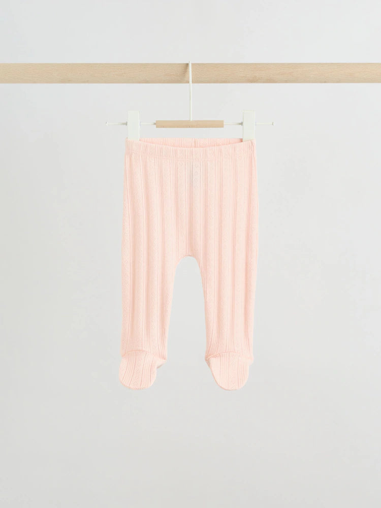 |BabyGirl| Conjunto De Bebê De 3 Peças (0-9 meses) Composto Por Body Rosa Com Detalhes em ponto ajour, leggings e casaquinho