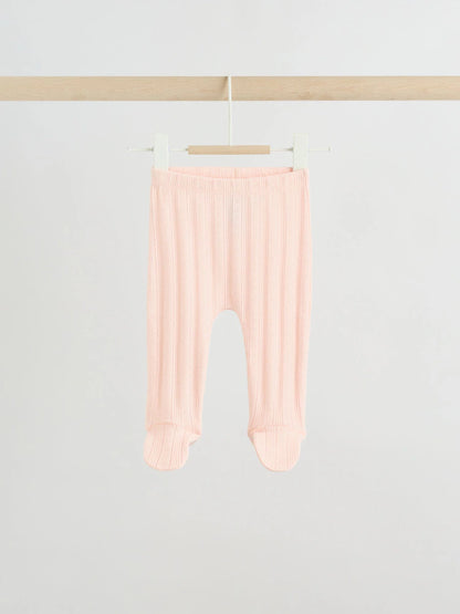 |BabyGirl| Conjunto De Bebê De 3 Peças (0-9 meses) Composto Por Body Rosa Com Detalhes em ponto ajour, leggings e casaquinho