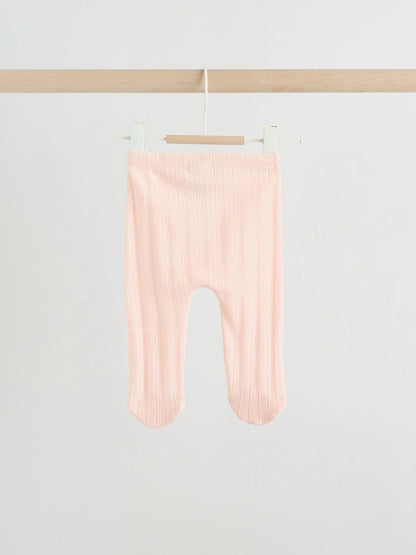 |BabyGirl| Conjunto De Bebê De 3 Peças (0-9 meses) Composto Por Body Rosa Com Detalhes em ponto ajour, leggings e casaquinho