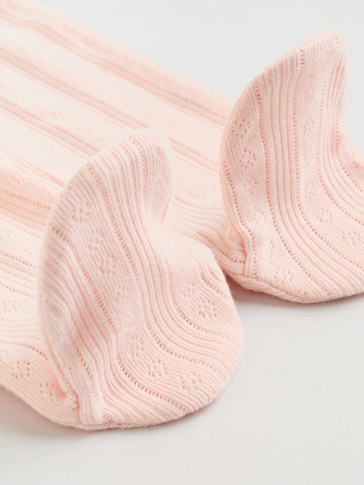 |BabyGirl| Conjunto De Bebê De 3 Peças (0-9 meses) Composto Por Body Rosa Com Detalhes em ponto ajour, leggings e casaquinho