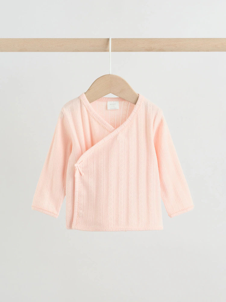 |BabyGirl| Conjunto De Bebê De 3 Peças (0-9 meses) Composto Por Body Rosa Com Detalhes em ponto ajour, leggings e casaquinho