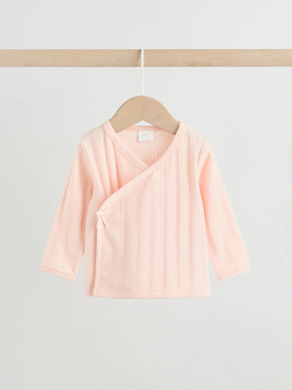 |BabyGirl| Conjunto De Bebê De 3 Peças (0-9 meses) Composto Por Body Rosa Com Detalhes em ponto ajour, leggings e casaquinho