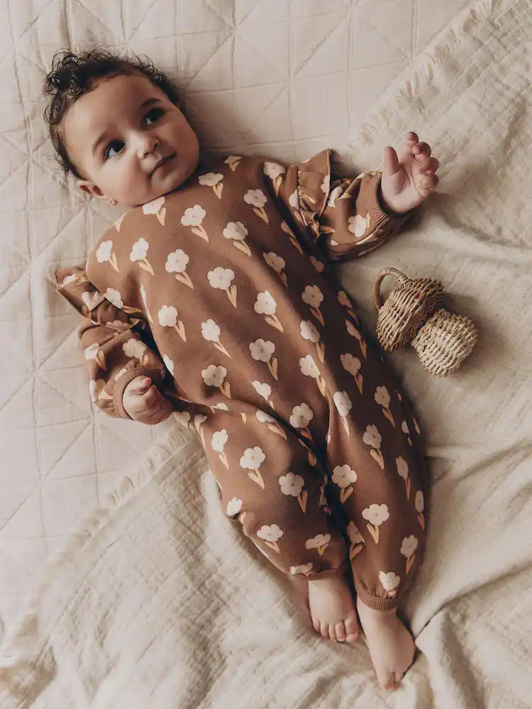|BabyGirl| Macacão de Moletom para Bebê – Marrom-Chocolate (0 meses a 2 anos)
