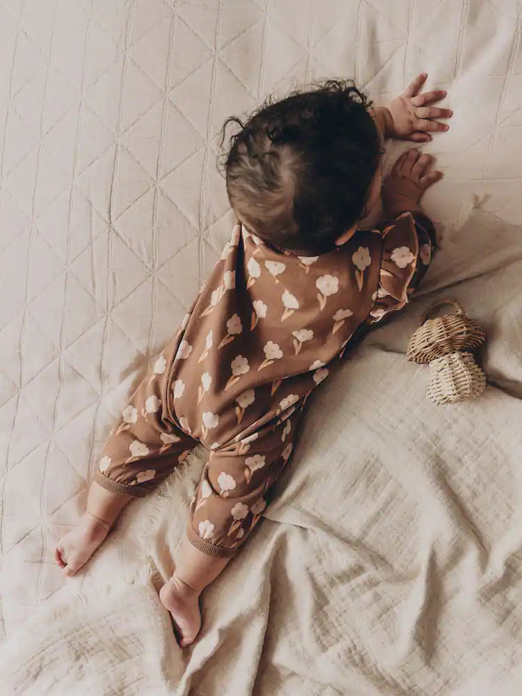 |BabyGirl| Macacão de Moletom para Bebê – Marrom-Chocolate (0 meses a 2 anos)