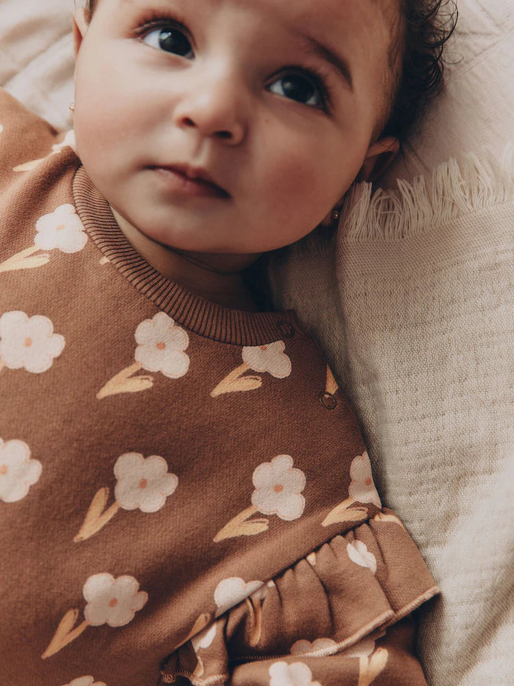 |BabyGirl| Macacão de Moletom para Bebê – Marrom-Chocolate (0 meses a 2 anos)