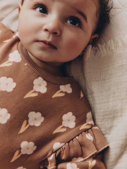 |BabyGirl| Macacão de Moletom para Bebê – Marrom-Chocolate (0 meses a 2 anos)