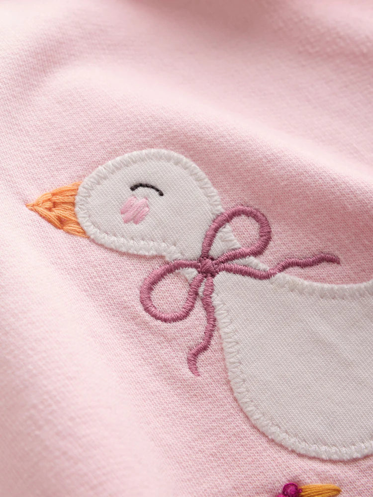 |BabyGirl| Conjunto de Moletom e Legging com Estampa de Pato Rosa (0 meses a 2 anos)