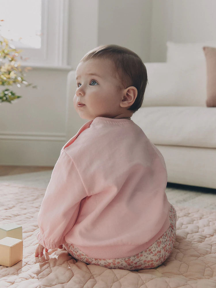 |BabyGirl| Conjunto de Moletom e Legging com Estampa de Pato Rosa (0 meses a 2 anos)