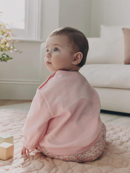 |BabyGirl| Conjunto de Moletom e Legging com Estampa de Pato Rosa (0 meses a 2 anos)
