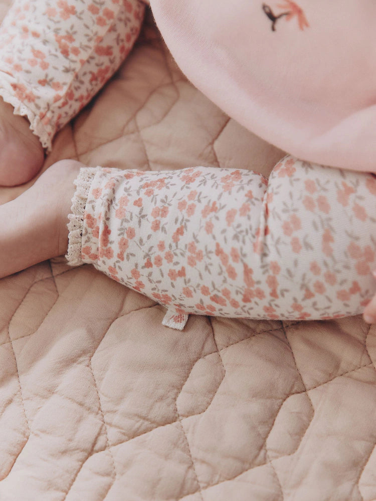 |BabyGirl| Conjunto de Moletom e Legging com Estampa de Pato Rosa (0 meses a 2 anos)