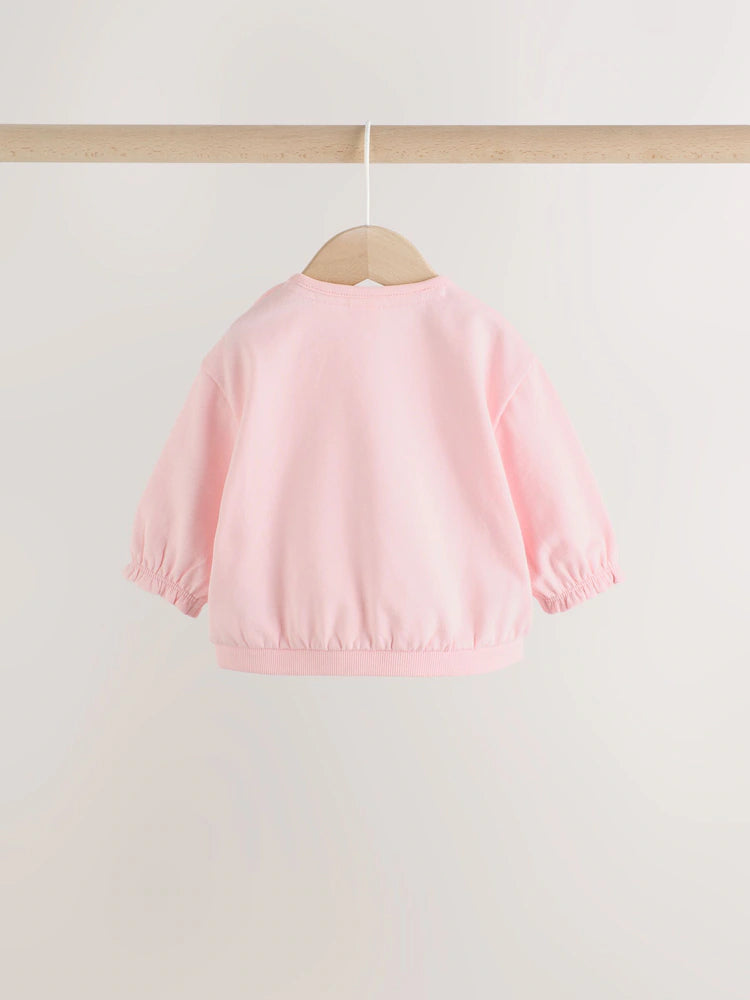 |BabyGirl| Conjunto de Moletom e Legging com Estampa de Pato Rosa (0 meses a 2 anos)