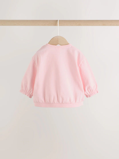 |BabyGirl| Conjunto de Moletom e Legging com Estampa de Pato Rosa (0 meses a 2 anos)