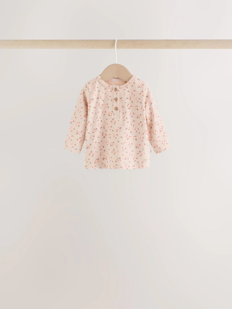 |BabyGirl| Conjunto De 6 Peças Para Bebê: Camiseta De Manga Longa Com Estampa Floral Miúda e Leggings (0 meses a 2 anos)