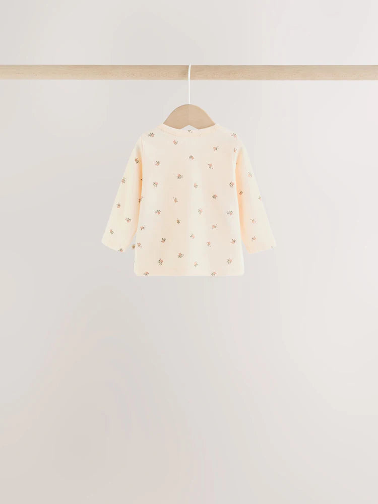 |BabyGirl| Conjunto De 6 Peças Para Bebê: Camiseta De Manga Longa Com Estampa Floral Miúda e Leggings (0 meses a 2 anos)