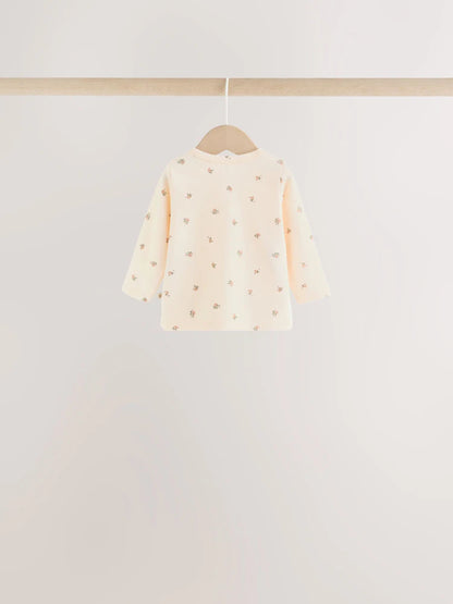 |BabyGirl| Conjunto De 6 Peças Para Bebê: Camiseta De Manga Longa Com Estampa Floral Miúda e Leggings (0 meses a 2 anos)