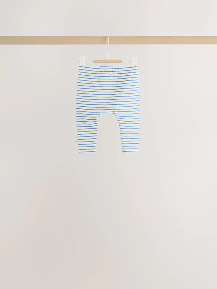 |BabyGirl| Conjunto De 6 Peças Para Bebê: Camiseta De Manga Longa Listrada Azul-Marinho e Leggings (0 meses a 2 anos)