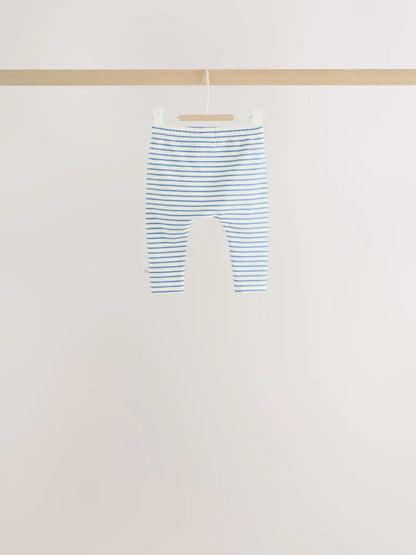 |BabyGirl| Conjunto De 6 Peças Para Bebê: Camiseta De Manga Longa Listrada Azul-Marinho e Leggings (0 meses a 2 anos)