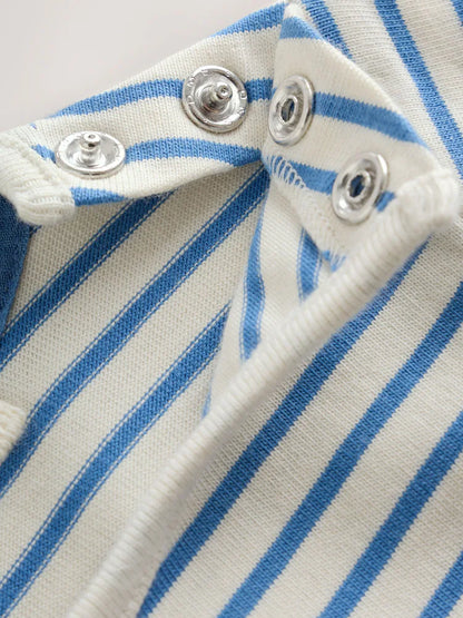 |BabyGirl| Conjunto De 6 Peças Para Bebê: Camiseta De Manga Longa Listrada Azul-Marinho e Leggings (0 meses a 2 anos)