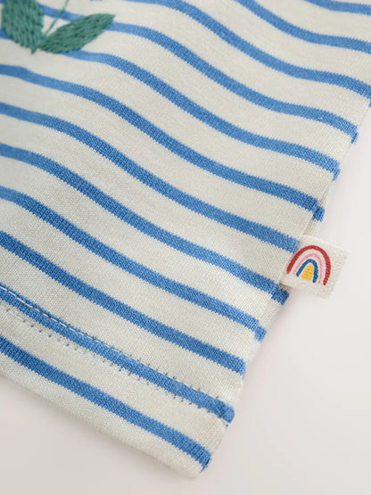 |BabyGirl| Conjunto De 6 Peças Para Bebê: Camiseta De Manga Longa Listrada Azul-Marinho e Leggings (0 meses a 2 anos)
