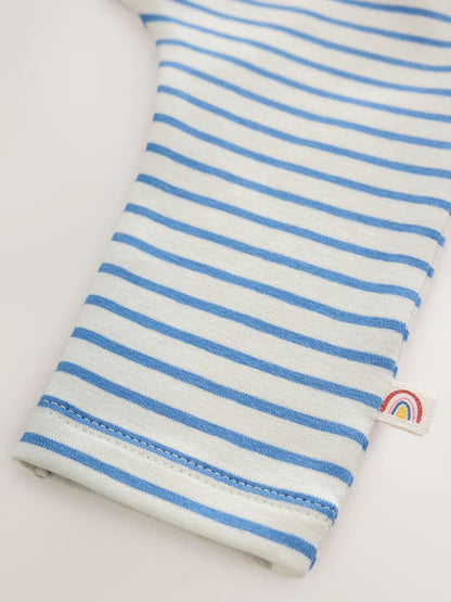 |BabyGirl| Conjunto De 6 Peças Para Bebê: Camiseta De Manga Longa Listrada Azul-Marinho e Leggings (0 meses a 2 anos)
