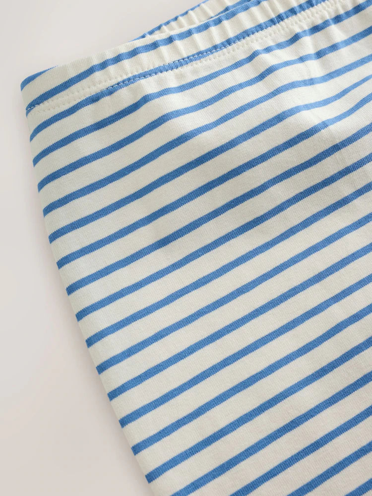 |BabyGirl| Conjunto De 6 Peças Para Bebê: Camiseta De Manga Longa Listrada Azul-Marinho e Leggings (0 meses a 2 anos)