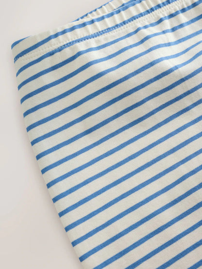 |BabyGirl| Conjunto De 6 Peças Para Bebê: Camiseta De Manga Longa Listrada Azul-Marinho e Leggings (0 meses a 2 anos)