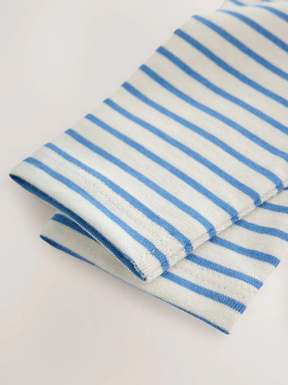 |BabyGirl| Conjunto De 6 Peças Para Bebê: Camiseta De Manga Longa Listrada Azul-Marinho e Leggings (0 meses a 2 anos)