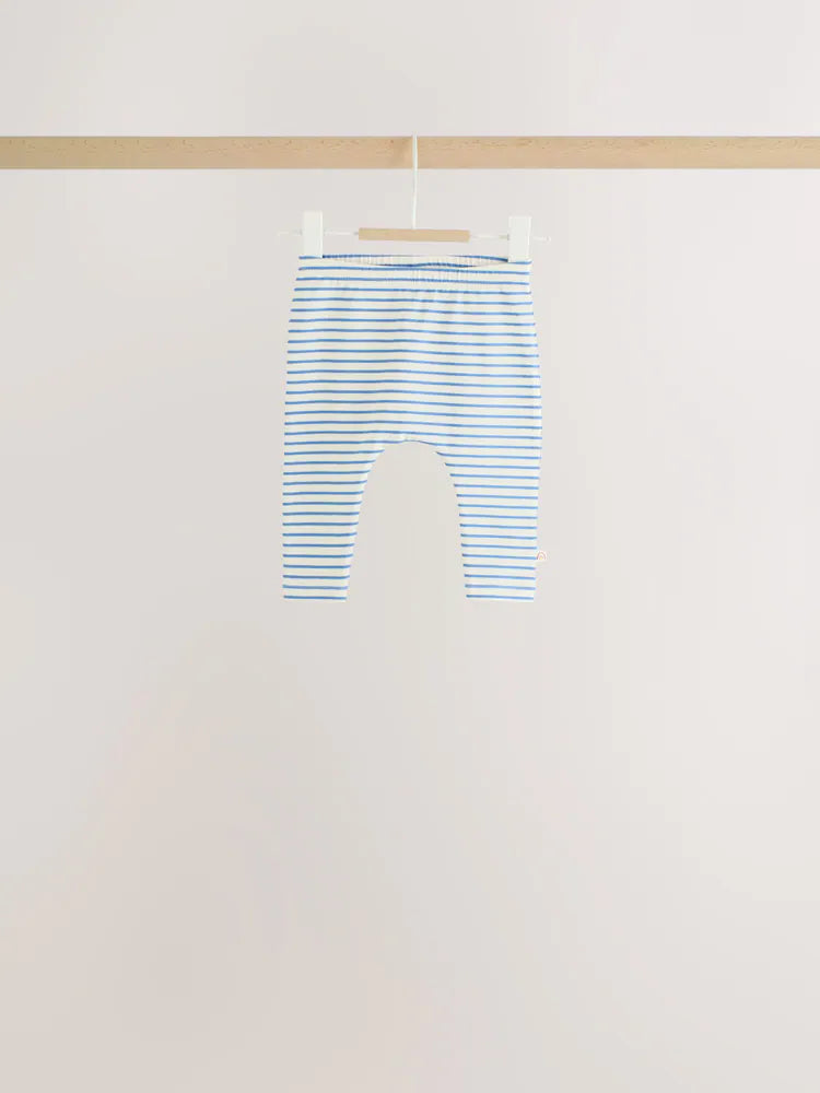 |BabyGirl| Conjunto De 6 Peças Para Bebê: Camiseta De Manga Longa Listrada Azul-Marinho e Leggings (0 meses a 2 anos)