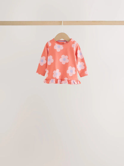 |BabyGirl| Conjunto De 6 Peças Para Bebê: Camiseta De Manga Longa Listrada Azul-Marinho e Leggings (0 meses a 2 anos)