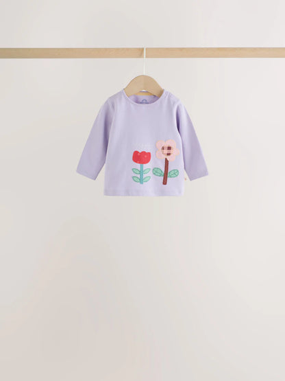 |BabyGirl| Conjunto De 6 Peças Para Bebê: Camiseta De Manga Longa Listrada Azul-Marinho e Leggings (0 meses a 2 anos)