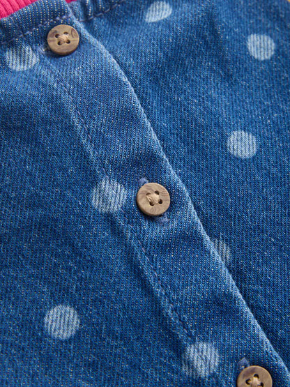 |Girl| Vestido Raglan Jeans com Estampa de Animal (3 meses a 8 anos)