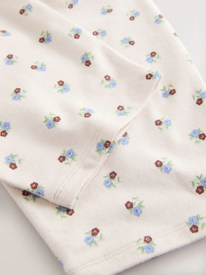 |Girl| Calças Estilo Barril Floral Branco Cru (3 meses a 7 anos)