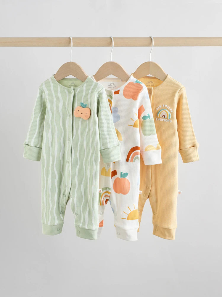 |BabyGirl| Pacote Com 3 Macacões De Dormir Com Personagens Sem Pés Amarelos Para Bebês (0 meses a 3 anos)