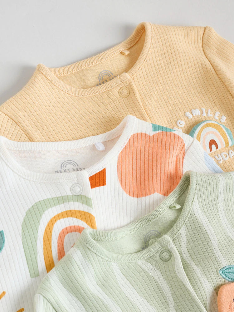 |BabyGirl| Pacote Com 3 Macacões De Dormir Com Personagens Sem Pés Amarelos Para Bebês (0 meses a 3 anos)