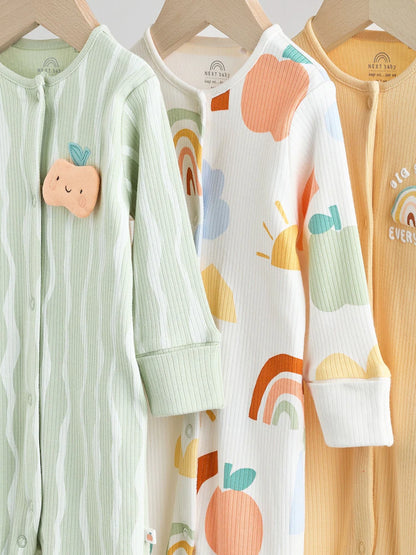 |BabyGirl| Pacote Com 3 Macacões De Dormir Com Personagens Sem Pés Amarelos Para Bebês (0 meses a 3 anos)